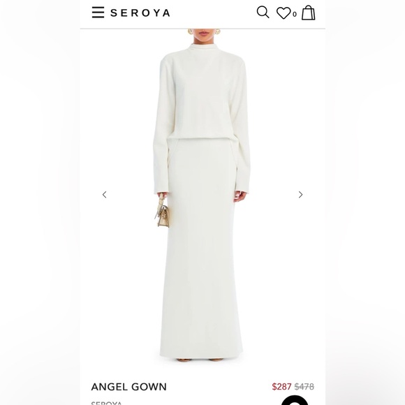 Seroya Angel Gown Long Sleeve Dress in White